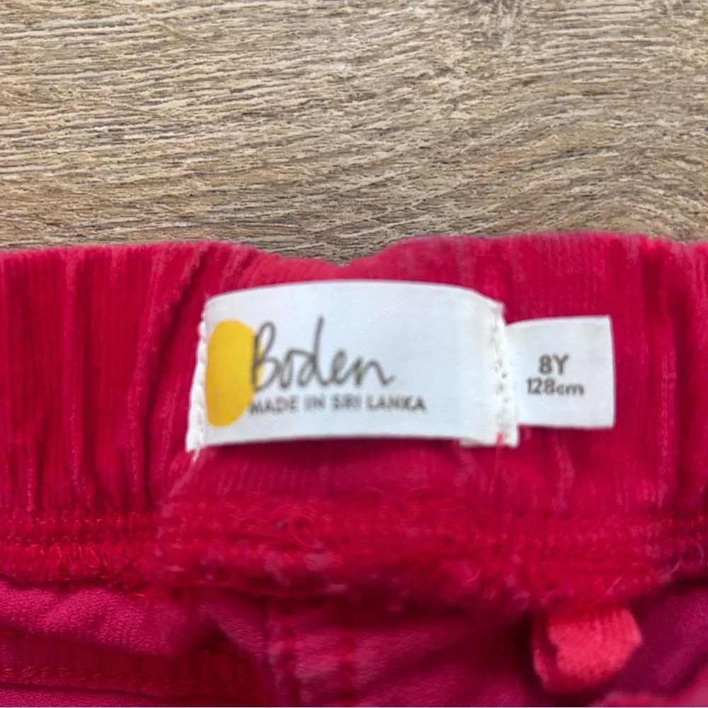 Mini Boden Red Corduroy Pants Unisex Sz 8Y Straight Leg Elastic Waist Holiday - Picture 3 of 6